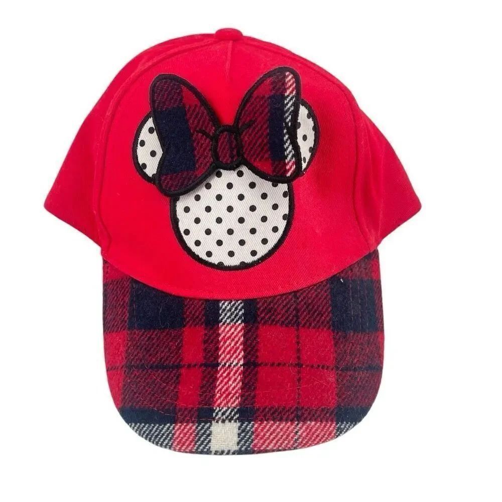 Disney Junior Minnie Mouse Red Plaid Polka Dot Toddler Baseball Cap, One Size